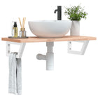 Bathroom wall shelf steel and solid beech wood
