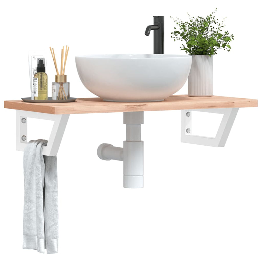 Badkamer wandschap staal en massief beukenhout