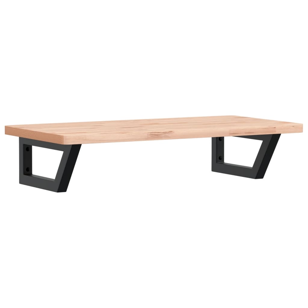 Badkamer Wandschap Staal En Massief Beukenhout 1 80 x 40 x 2.5 cm Bruin en zwart