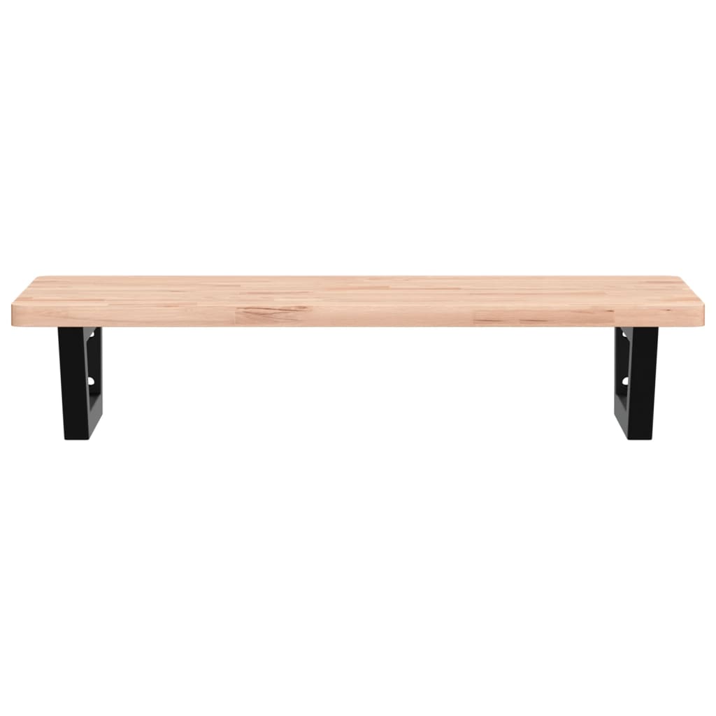 Badkamer Wandschap Staal En Massief Beukenhout 1 80 x 40 x 2.5 cm Bruin en zwart