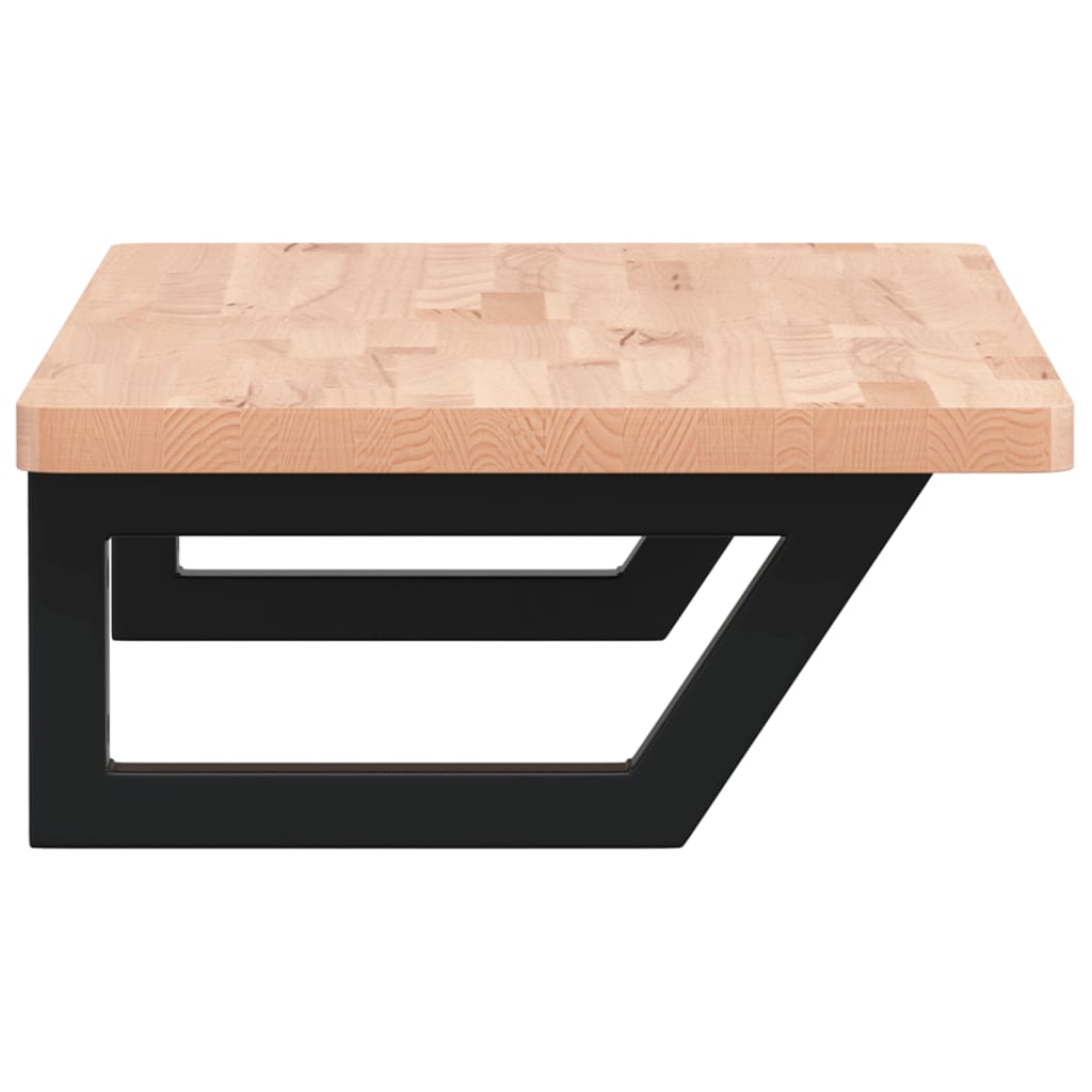 Badkamer Wandschap Staal En Massief Beukenhout 1 80 x 40 x 2.5 cm Bruin en zwart