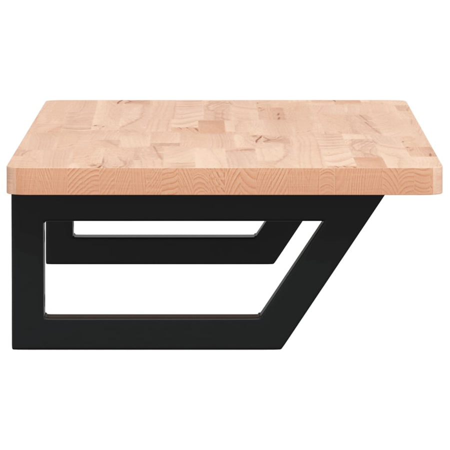 Badkamer Wandschap Staal En Massief Beukenhout 1 80 x 40 x 2.5 cm Bruin en zwart