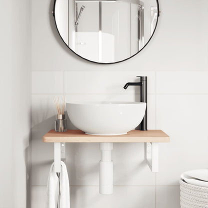 Badkamer wandschap staal en massief beukenhout