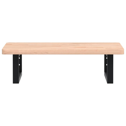 Badkamer Wandschap Staal En Massief Beukenhout 1 60 x 40 x 2.5 cm Bruin en zwart