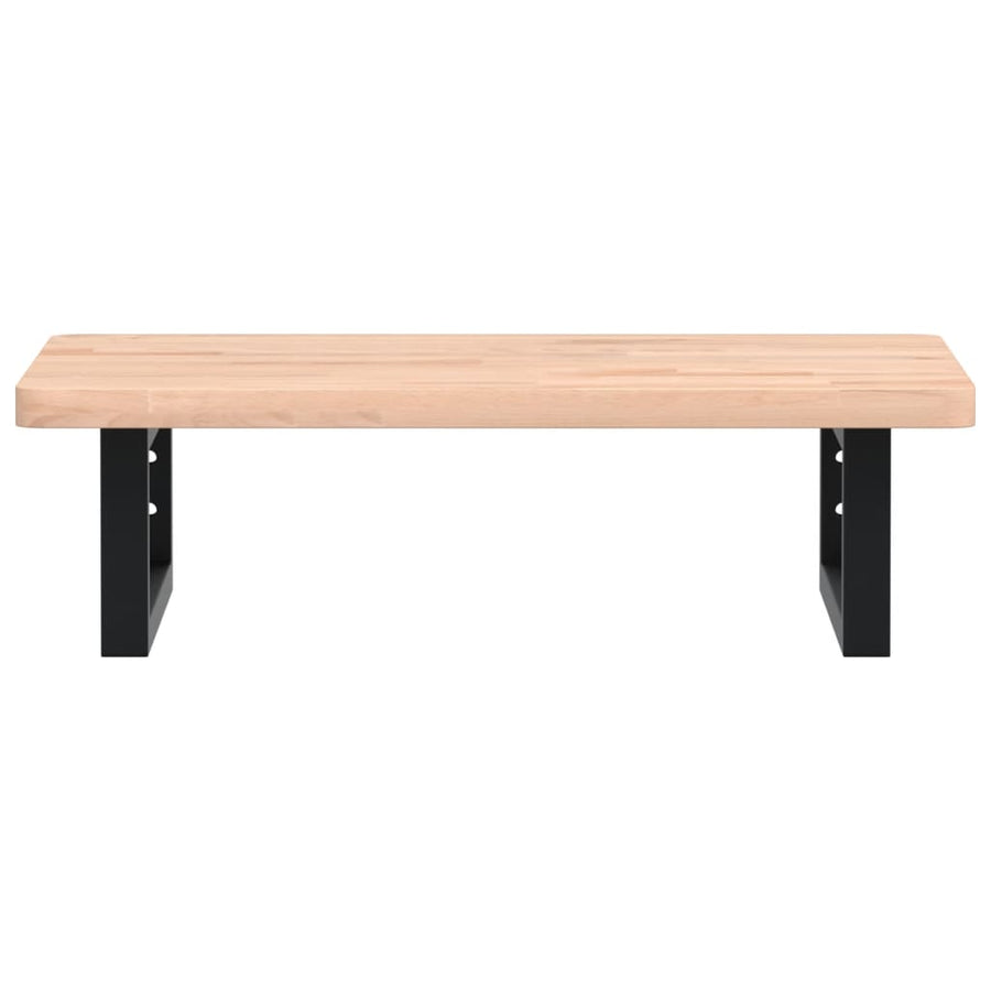 Badkamer Wandschap Staal En Massief Beukenhout 1 60 x 40 x 2.5 cm Bruin en zwart