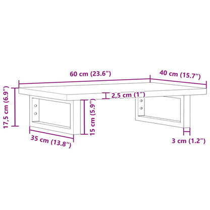 Badkamer Wandschap Staal En Massief Beukenhout 1 60 x 40 x 2.5 cm Bruin en zwart