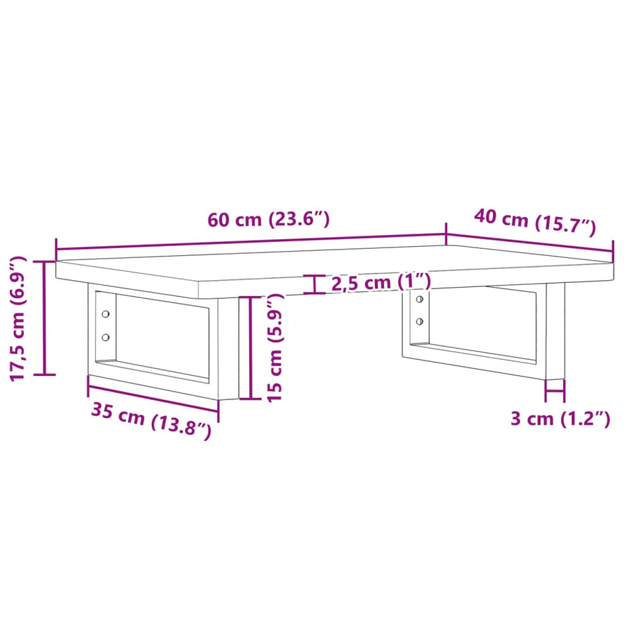 Badkamer Wandschap Staal En Massief Beukenhout 1 60 x 40 x 2.5 cm Bruin en zwart