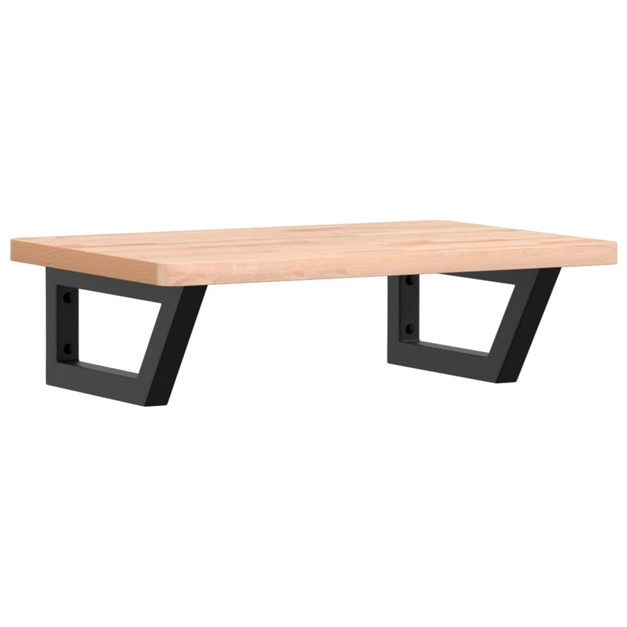 Badkamer Wandschap Staal En Massief Beukenhout 1 60 x 40 x 2.5 cm Bruin en zwart