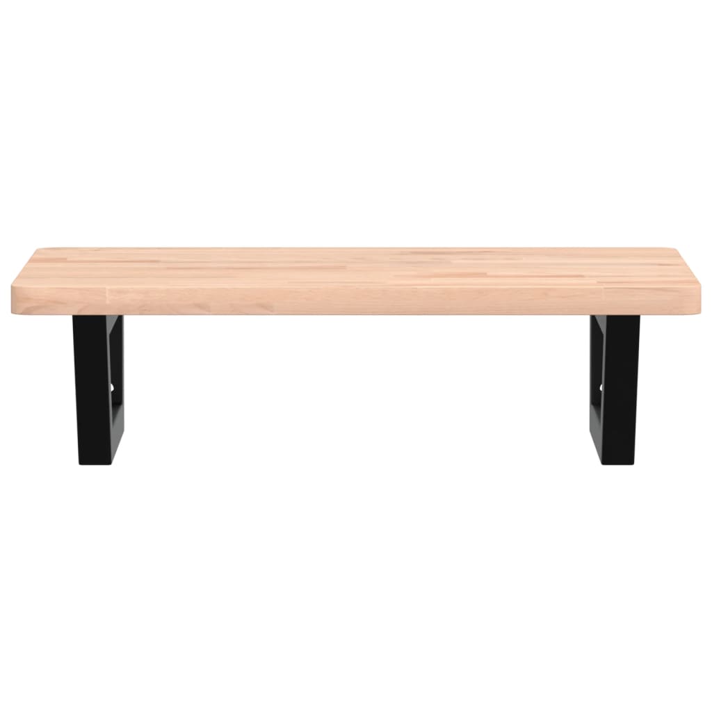 Badkamer Wandschap Staal En Massief Beukenhout 1 60 x 40 x 2.5 cm Bruin en zwart