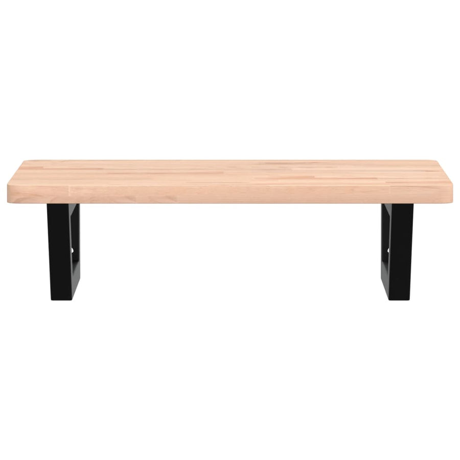 Badkamer Wandschap Staal En Massief Beukenhout 1 60 x 40 x 2.5 cm Bruin en zwart