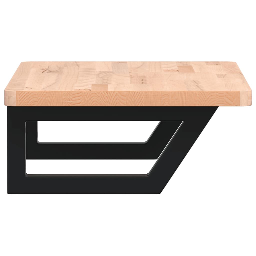 Badkamer Wandschap Staal En Massief Beukenhout 1 60 x 40 x 2.5 cm Bruin en zwart