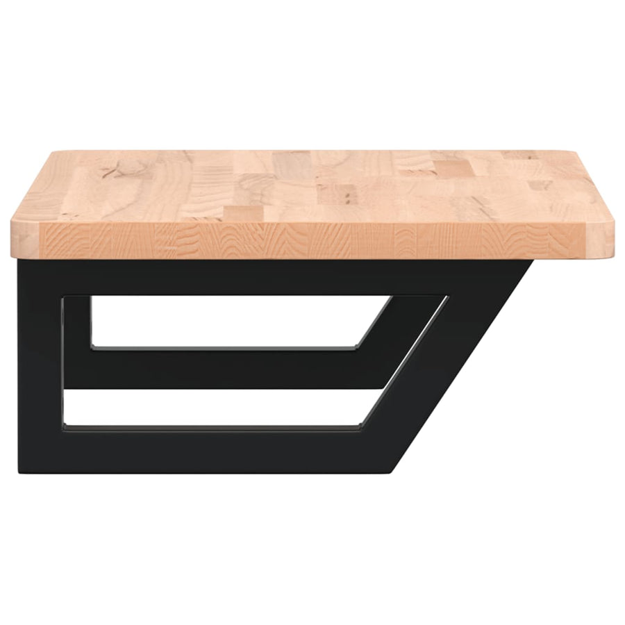 Badkamer Wandschap Staal En Massief Beukenhout 1 60 x 40 x 2.5 cm Bruin en zwart