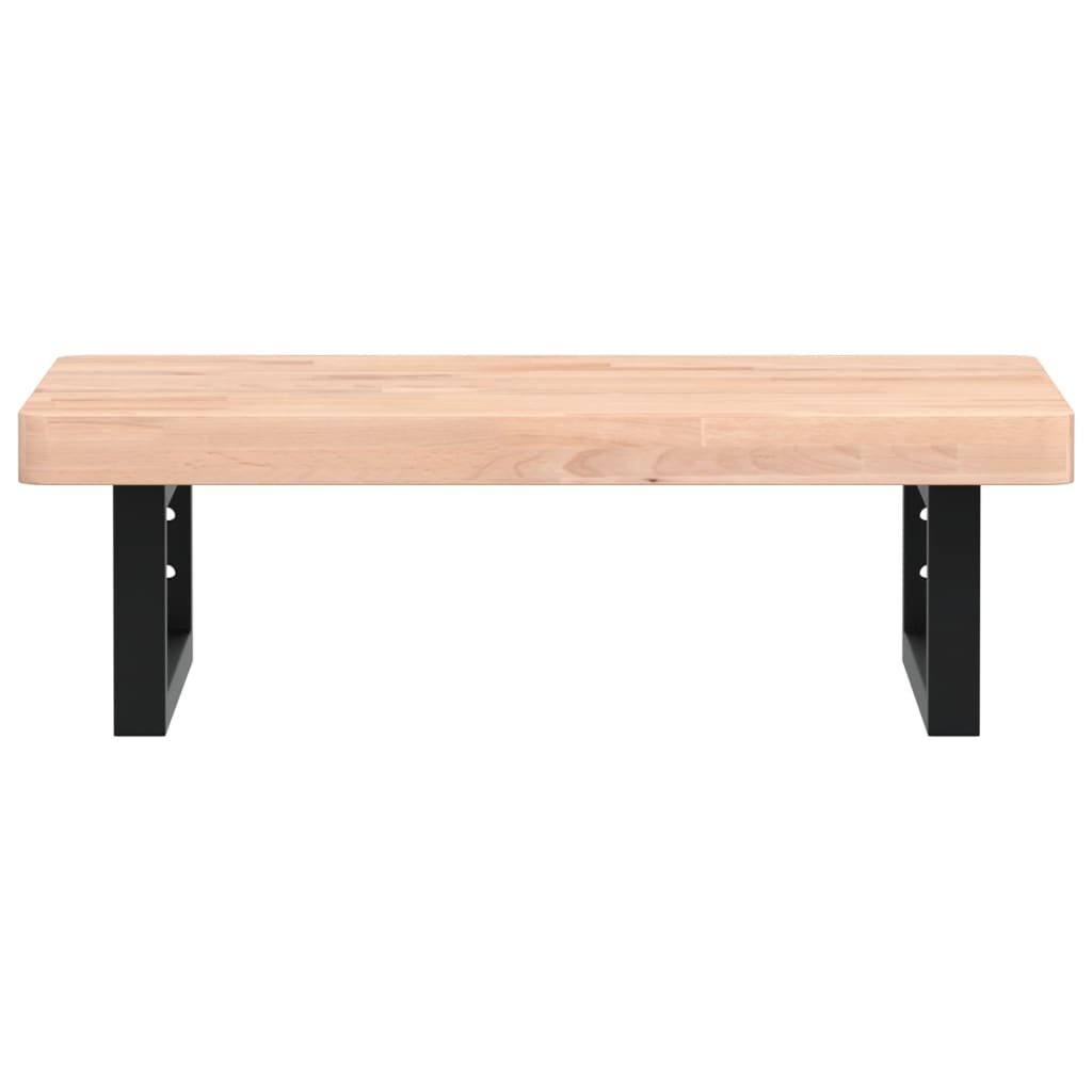 Badkamer Wandschap Staal En Massief Beukenhout 1 60 x 40 x 4 cm Bruin en zwart