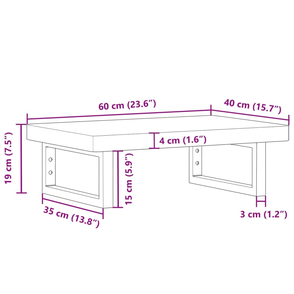 Badkamer Wandschap Staal En Massief Beukenhout 1 60 x 40 x 4 cm Bruin en zwart
