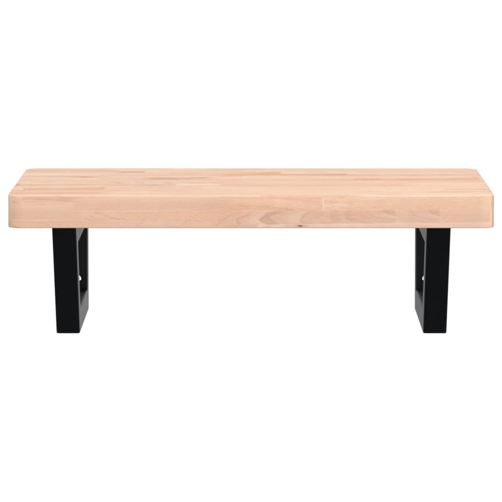 Badkamer Wandschap Staal En Massief Beukenhout 1 60 x 40 x 4 cm Bruin en zwart