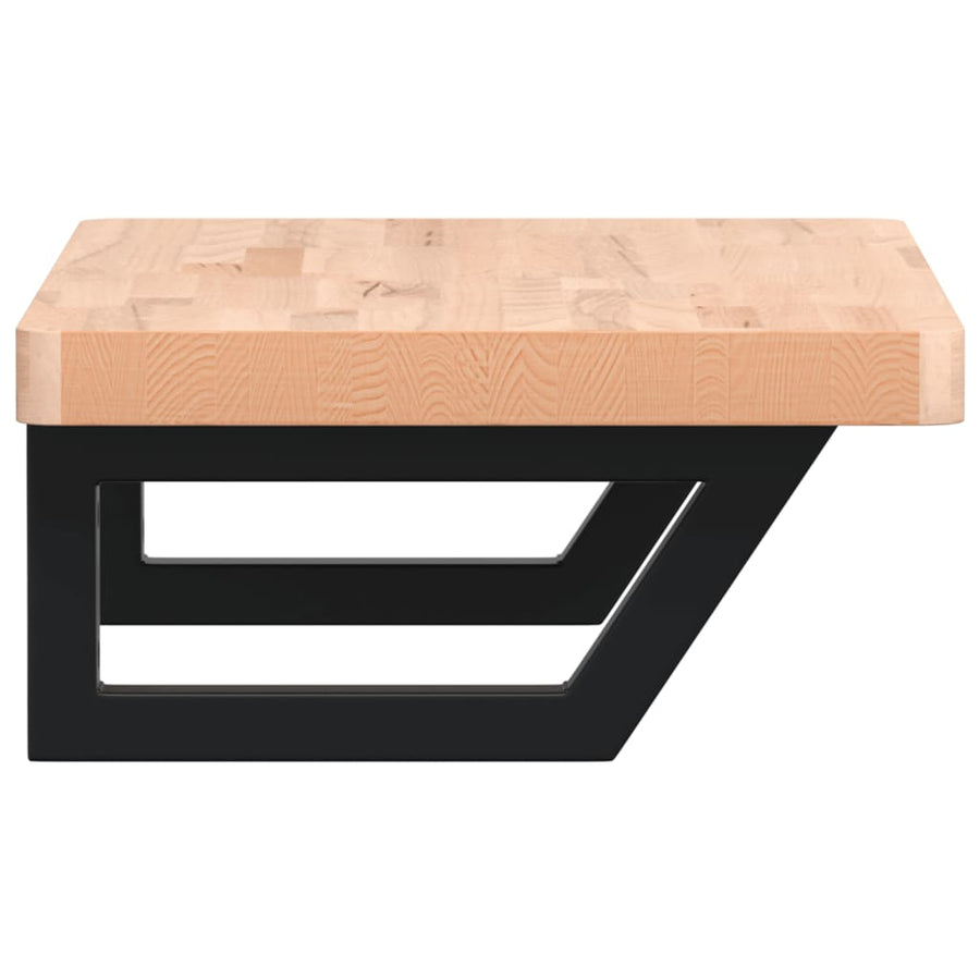 Badkamer Wandschap Staal En Massief Beukenhout 1 60 x 40 x 4 cm Bruin en zwart