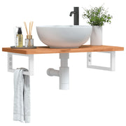 Bathroom wall shelf steel and solid beech wood
