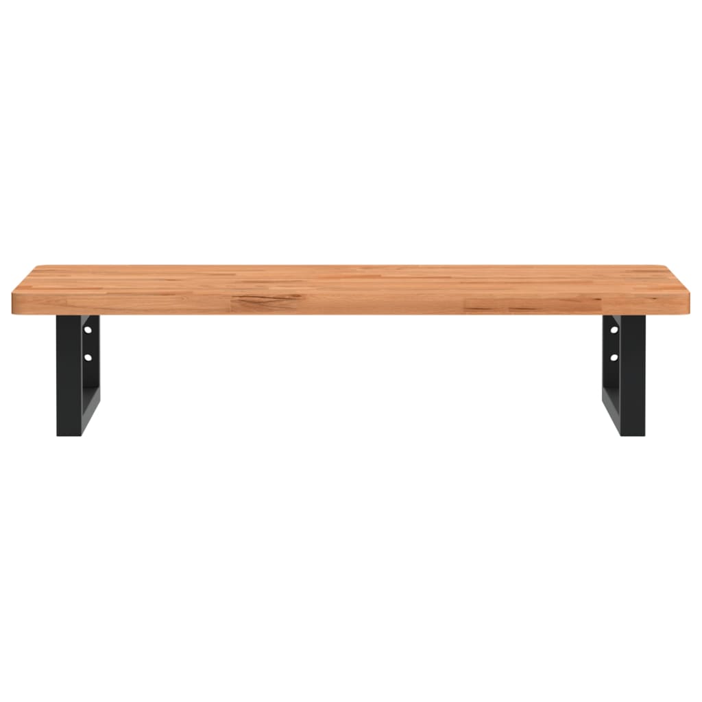 Badkamer Wandschap Staal En Massief Beukenhout 1 80 x 40 x 2.5 cm Donkerbruin en zwart