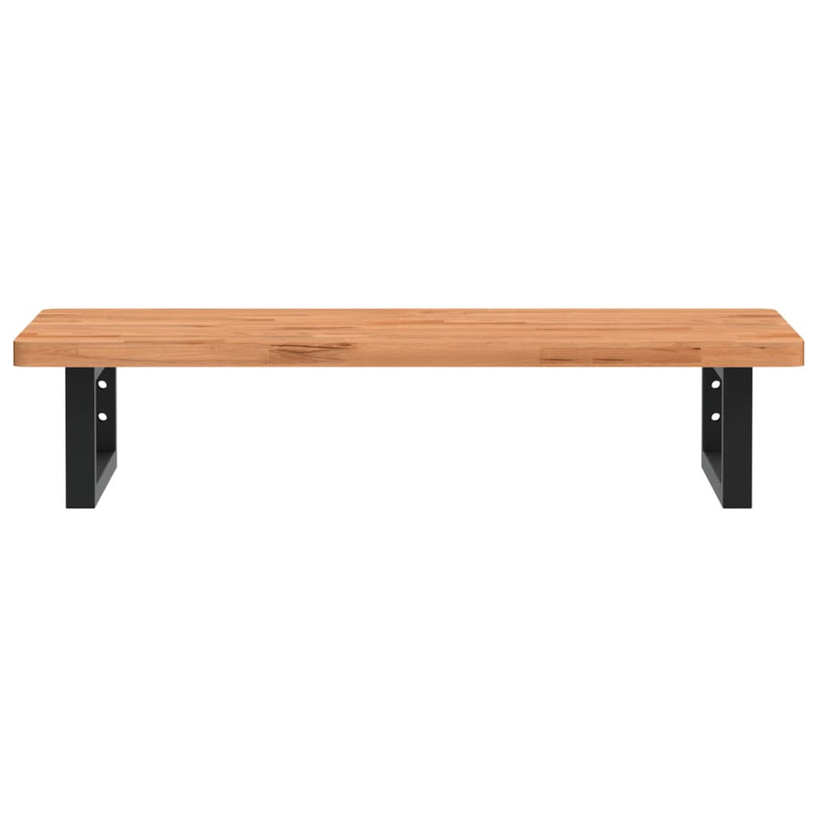 Badkamer Wandschap Staal En Massief Beukenhout 1 80 x 40 x 2.5 cm Donkerbruin en zwart