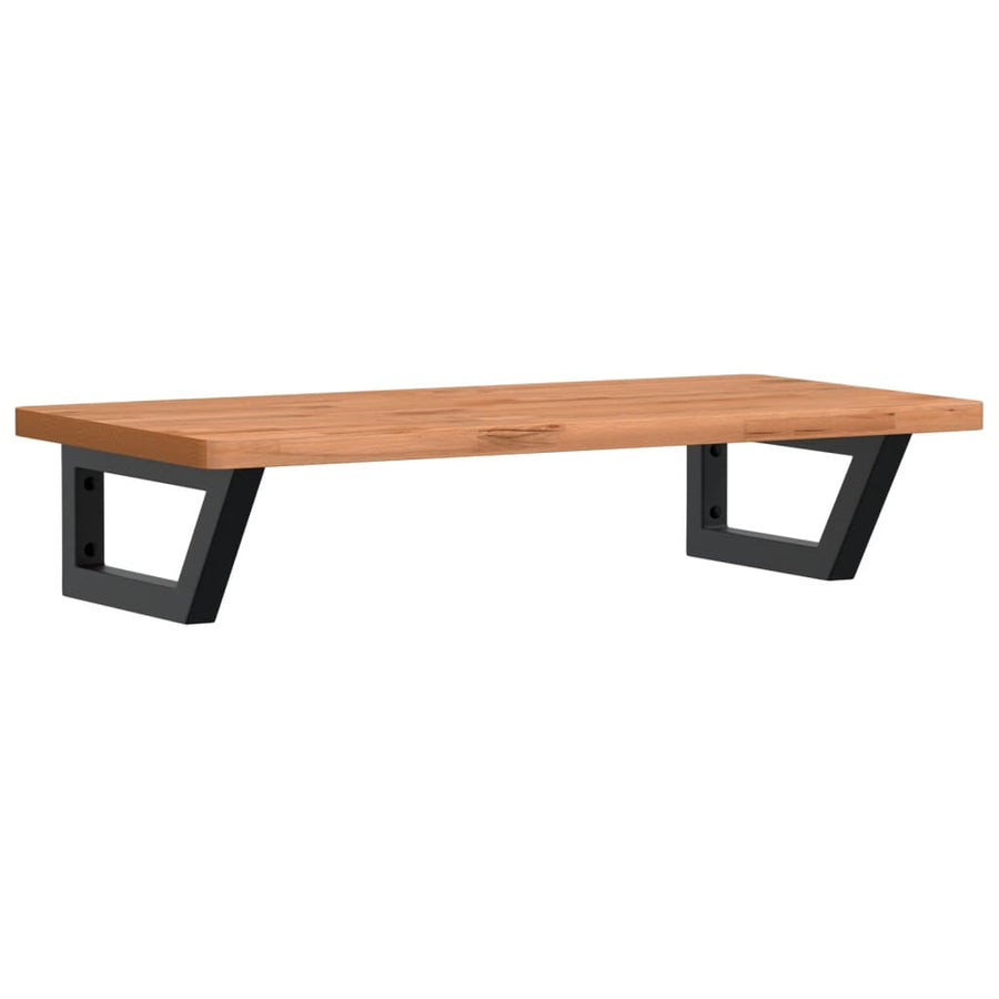 Badkamer Wandschap Staal En Massief Beukenhout 1 80 x 40 x 2.5 cm Donkerbruin en zwart