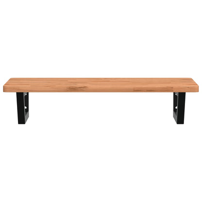 Badkamer Wandschap Staal En Massief Beukenhout 1 80 x 40 x 2.5 cm Donkerbruin en zwart