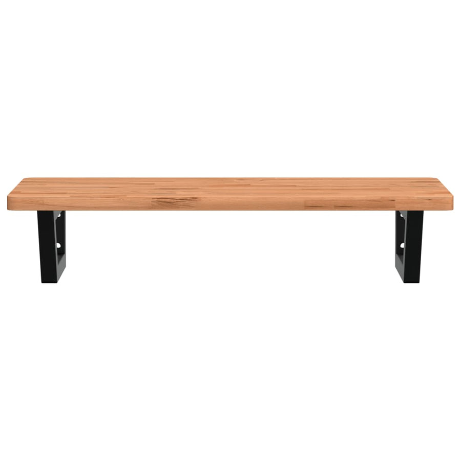 Badkamer Wandschap Staal En Massief Beukenhout 1 80 x 40 x 2.5 cm Donkerbruin en zwart