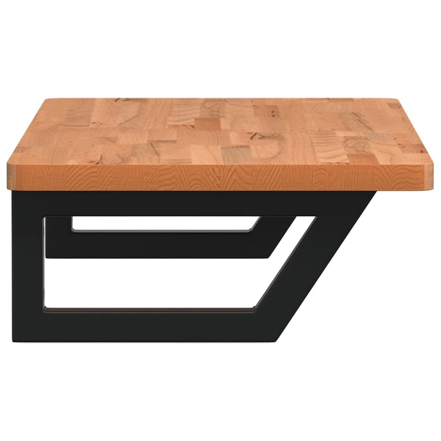 Badkamer Wandschap Staal En Massief Beukenhout 1 80 x 40 x 2.5 cm Donkerbruin en zwart