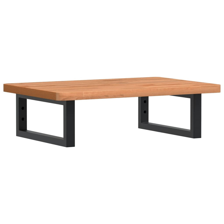 Badkamer Wandschap Staal En Massief Beukenhout 1 60 x 40 x 2.5 cm Donkerbruin en zwart