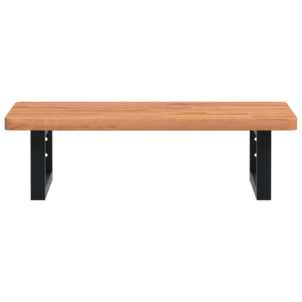 Badkamer Wandschap Staal En Massief Beukenhout 1 60 x 40 x 2.5 cm Donkerbruin en zwart