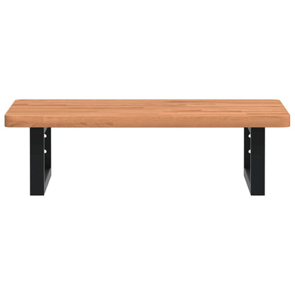 Badkamer Wandschap Staal En Massief Beukenhout 1 60 x 40 x 2.5 cm Donkerbruin en zwart