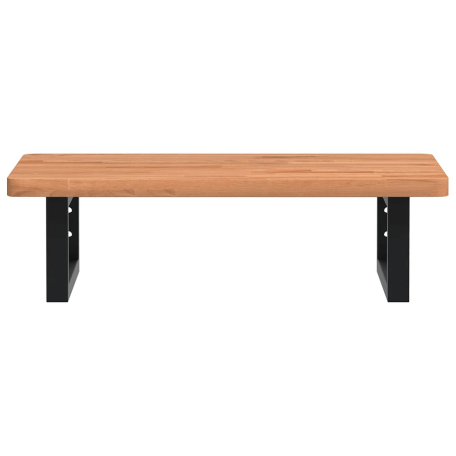 Badkamer Wandschap Staal En Massief Beukenhout 1 60 x 40 x 2.5 cm Donkerbruin en zwart