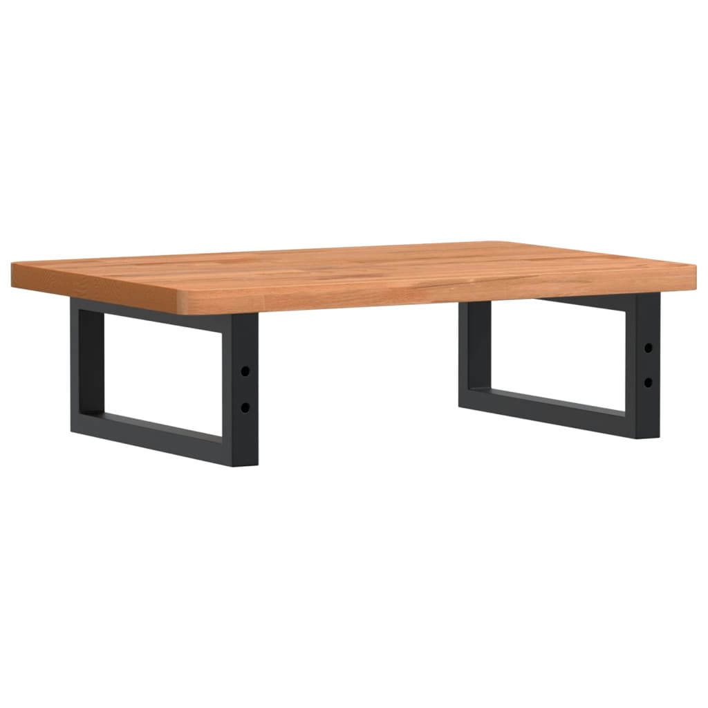Badkamer Wandschap Staal En Massief Beukenhout 1 60 x 40 x 2.5 cm Donkerbruin en zwart