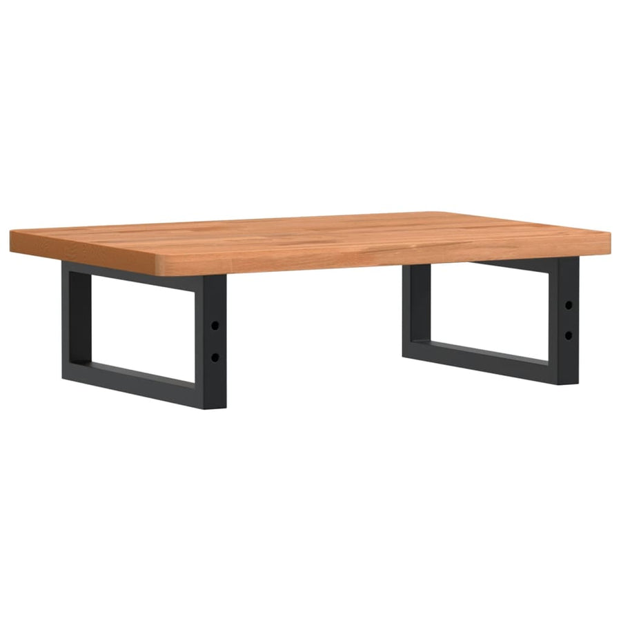 Badkamer Wandschap Staal En Massief Beukenhout 1 60 x 40 x 2.5 cm Donkerbruin en zwart