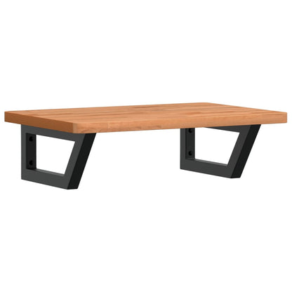 Badkamer Wandschap Staal En Massief Beukenhout 1 60 x 40 x 2.5 cm Donkerbruin en zwart
