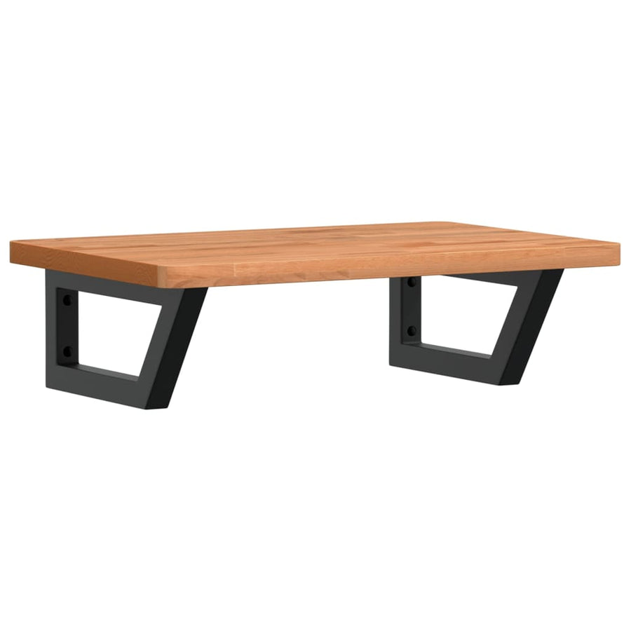 Badkamer Wandschap Staal En Massief Beukenhout 1 60 x 40 x 2.5 cm Donkerbruin en zwart