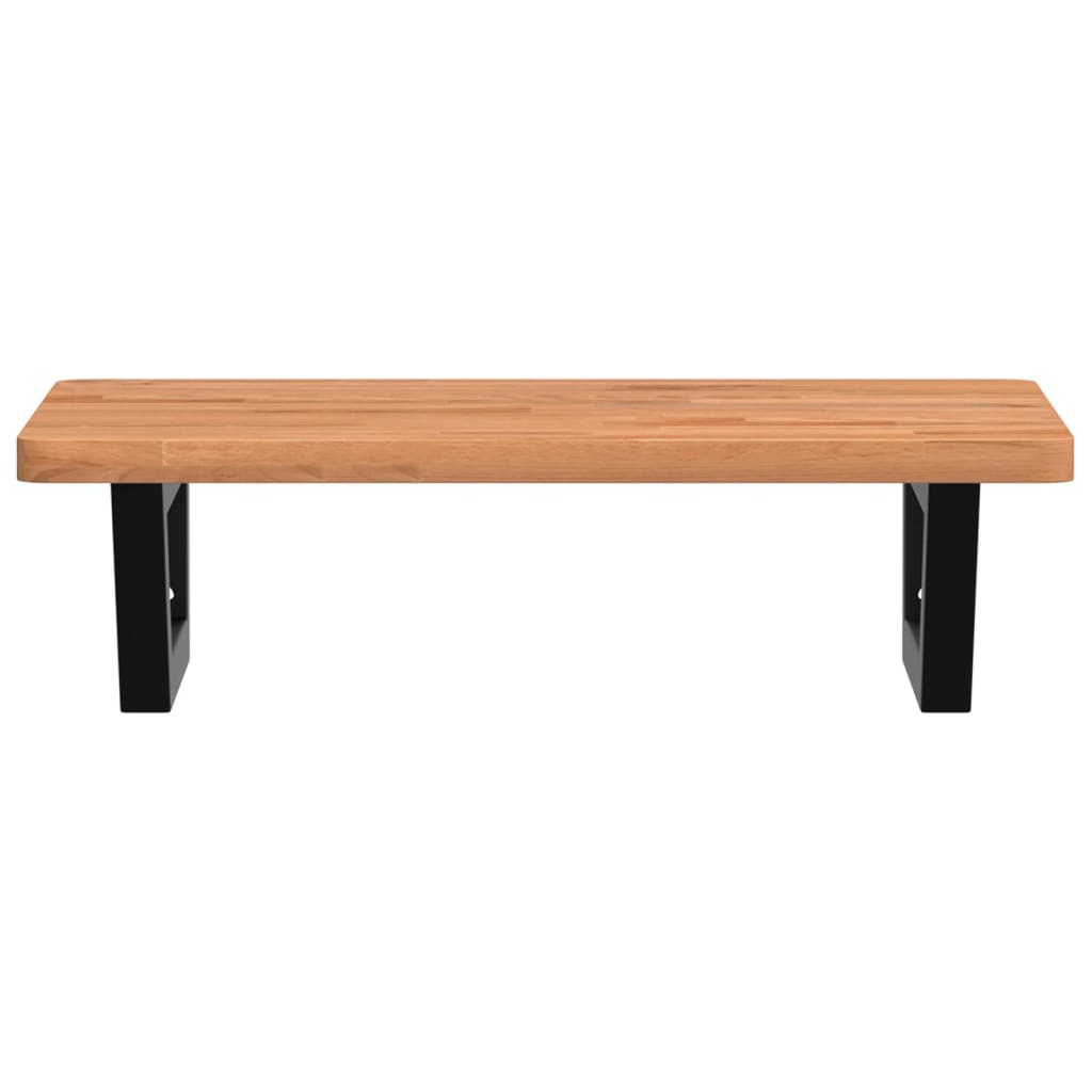 Badkamer Wandschap Staal En Massief Beukenhout 1 60 x 40 x 2.5 cm Donkerbruin en zwart