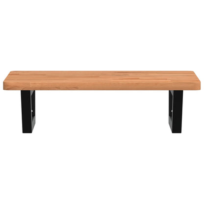 Badkamer Wandschap Staal En Massief Beukenhout 1 60 x 40 x 2.5 cm Donkerbruin en zwart