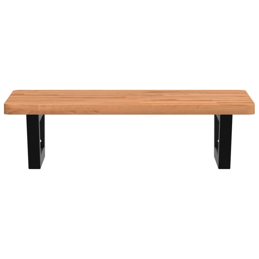 Badkamer Wandschap Staal En Massief Beukenhout 1 60 x 40 x 2.5 cm Donkerbruin en zwart