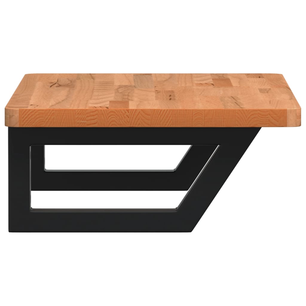 Badkamer Wandschap Staal En Massief Beukenhout 1 60 x 40 x 2.5 cm Donkerbruin en zwart