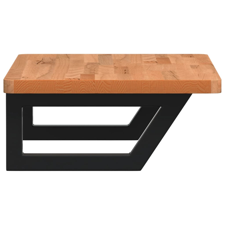 Badkamer Wandschap Staal En Massief Beukenhout 1 60 x 40 x 2.5 cm Donkerbruin en zwart