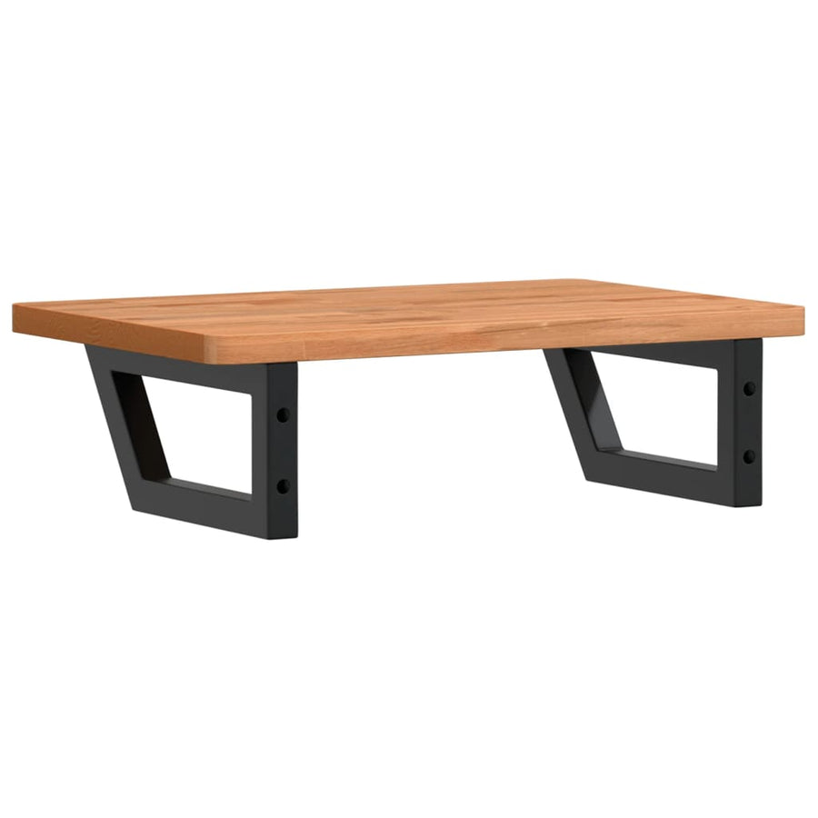 Badkamer Wandschap Staal En Massief Beukenhout 1 60 x 40 x 2.5 cm Donkerbruin en zwart