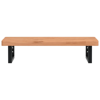 Badkamer Wandschap Staal En Massief Beukenhout 1 80 x 40 x 4 cm Donkerbruin en zwart