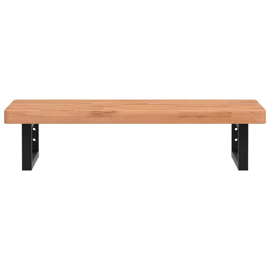 Badkamer Wandschap Staal En Massief Beukenhout 1 80 x 40 x 4 cm Donkerbruin en zwart