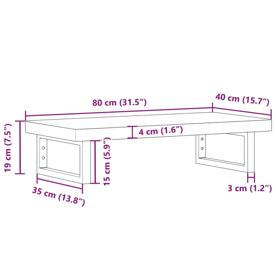 Badkamer Wandschap Staal En Massief Beukenhout 1 80 x 40 x 4 cm Donkerbruin en zwart