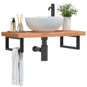 Badkamer wandschap 80x40x4 cm staal beukenhout