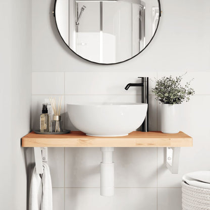 Badkamer wandschap staal en massief beukenhout