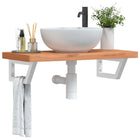 Bathroom wall shelf steel and solid beech wood
