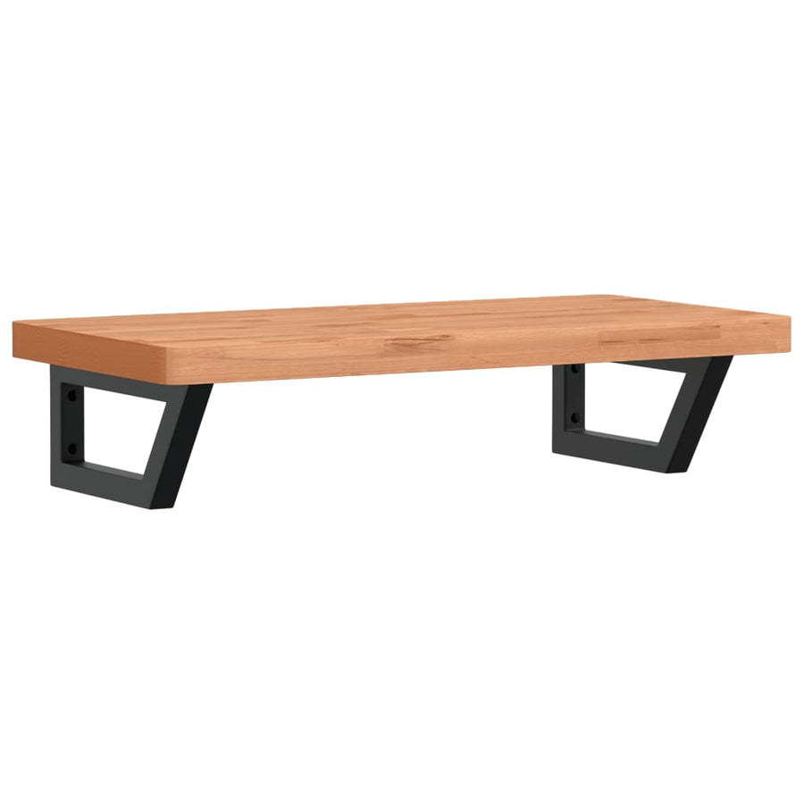 Badkamer Wandschap Staal En Massief Beukenhout 1 80 x 40 x 4 cm Donkerbruin en zwart