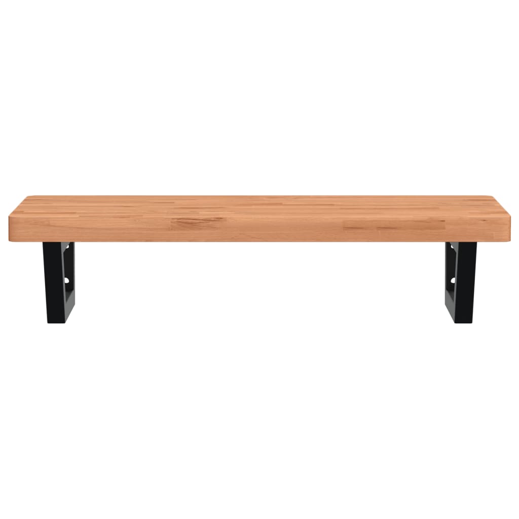 Badkamer Wandschap Staal En Massief Beukenhout 1 80 x 40 x 4 cm Donkerbruin en zwart