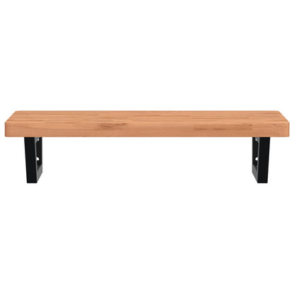 Badkamer Wandschap Staal En Massief Beukenhout 1 80 x 40 x 4 cm Donkerbruin en zwart